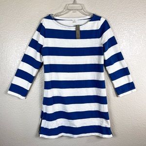 J. Crew Blue and White Striped Boatneck Tunic